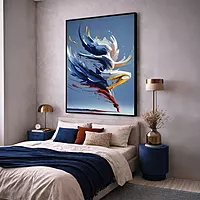 Abstract Paint Brush Dancer Wall Art – Modern Swirl Movement Colourful Home Decor