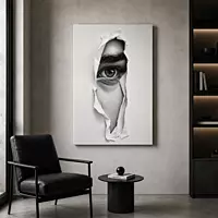 Torn Paper Eye Wall Art – Realistic Black White Modern Abstract Portrait Decor master