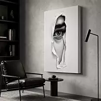Torn Paper Eye Wall Art – Realistic Black White Modern Abstract Portrait Decor master