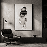 Torn Paper Eye Wall Art – Realistic Black White Modern Abstract Portrait Decor master