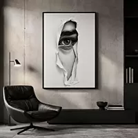 Torn Paper Eye Wall Art – Realistic Black White Modern Abstract Portrait Decor master