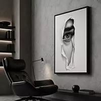 Torn Paper Eye Wall Art – Realistic Black White Modern Abstract Portrait Decor master