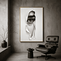 Torn Paper Eye Wall Art – Realistic Black White Modern Abstract Portrait Decor master