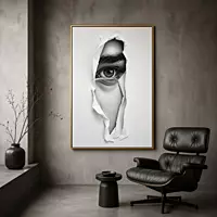 Torn Paper Eye Wall Art – Realistic Black White Modern Abstract Portrait Decor master