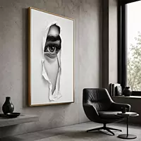 Torn Paper Eye Wall Art – Realistic Black White Modern Abstract Portrait Decor master