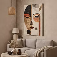 Abstract Face Wall Art – Modern Geometric Boho Decor