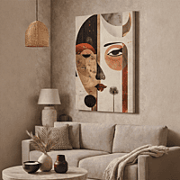 Abstract Face Wall Art – Modern Geometric Boho Decor