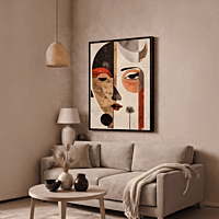 Abstract Face Wall Art – Modern Geometric Boho Decor