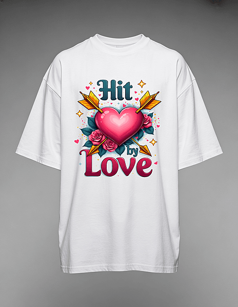 Yakuzaa Hit by Love Oversized Graphic T-Shirt – Heart & Arrow Streetwear Tee