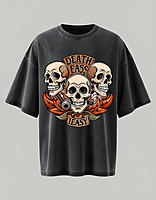 Death Is Easy – Black Acid Wash Oversized T-Shirt | Premium Streetwear Tee for Men