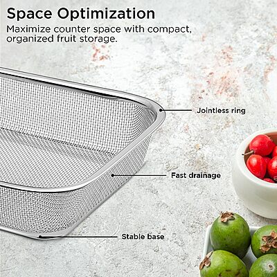 Onions Stainless Steel Mesh Storage Basket for Refrigerator| Rectangular Fridge Basket