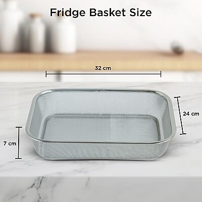 Onions Stainless Steel Mesh Storage Basket for Refrigerator| Rectangular Fridge Basket