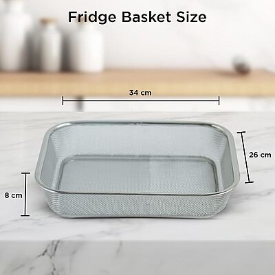 Onions Stainless Steel Mesh Storage Basket for Refrigerator| Rectangular Fridge Basket