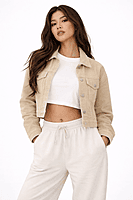 Beige Corduroy Cropped Jacket