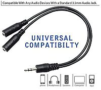 3.5mm Aux Jack 1 Male to 2 Female Stereo Headphone Earphone Jack Y Splitter Audio Jack Adapter Cable. 3.5mm Aux Jack 1 Male to 2 Female Stereo Headphone Earphone Jack Y Splitter Audio Jack Adapter Cable.