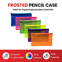 8x5"" Frosted Yellow Pencil Case - See Through Exam Clear Translucent