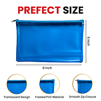 8x5"" Frosted Yellow Pencil Case - See Through Exam Clear Translucent