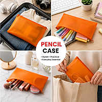 8x5"" Frosted Yellow Pencil Case - See Through Exam Clear Translucent