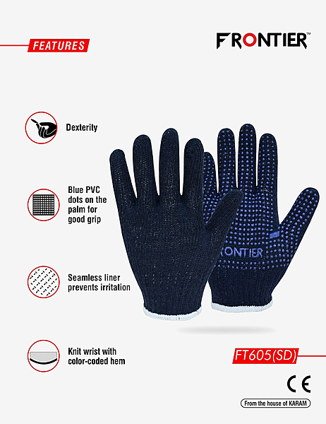 Frontier Blue Dotted Gloves FT605(40)(SD)