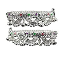 Sterling Silver Women Chain & ghungroos Anklet