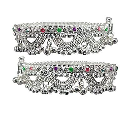 Sterling Silver Women Chain & ghungroos Anklet