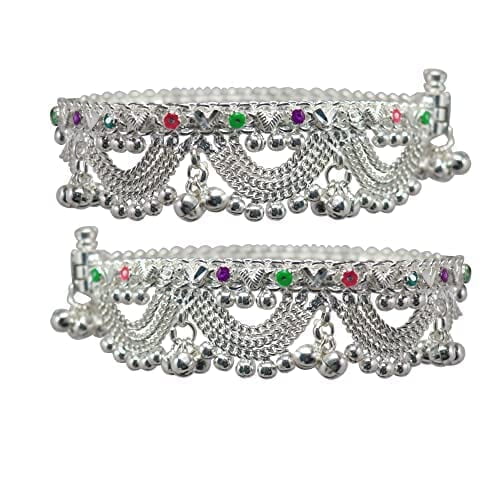 Sterling Silver Women Chain & ghungroos Anklet