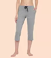 Enamor Mid Rise Capri length Drawstring Closure Lounge Capri for Women - Slim Fit, Soft and Breathable Stretch Cotton - E018