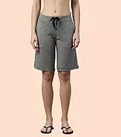 Enamor Mid Rise Knee length Drawstring Closure City Shorts For Women - Slim Fit, Soft and Breathable Cotton - E044