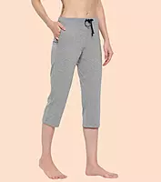 Enamor Mid Rise Capri length Drawstring Closure Lounge Capri for Women - Slim Fit, Soft and Breathable Stretch Cotton - E018