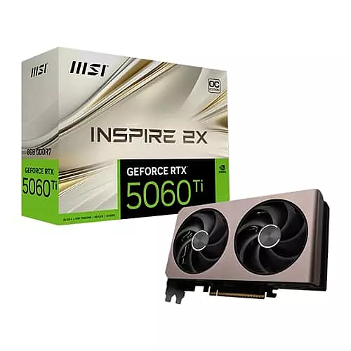MSI RTX 5060 Ti Inspire 2X OC 8GB GDDR7 Graphics Card – Dual-Fan | 4K Support