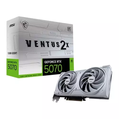 MSI RTX 5070 Ventus 2X OC White 12GB GDDR7 Graphics Card – Dual Fan | 4K Support