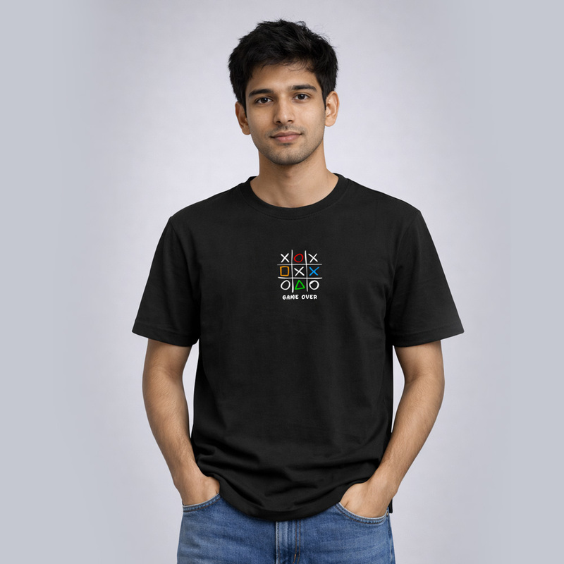 Game Over Black Cotton T-Shirt