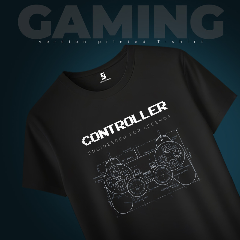 Gaming Controller Blueprint Unisex Pure Cotton T-Shirt | Half Sleeves, Round Neck, Soft & Breathable