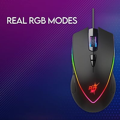 Redgear A-17 Gaming Mouse with Upto 6400 DPI, RGB Lighting and Braided Cable(Black)