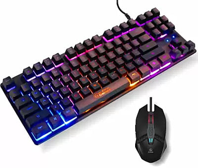 OpenBox RPM Euro Games Gaming Keyboard and Mouse Combo | Keyboard - 87 Keys, Backlit | 3200 DPI Mouse Wired USB Gaming Keyboard