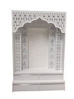3D Corian Ganesh Ji Puja Mandir With WPC Pillar & Drawer 3D Corian Ganesh Ji Puja Mandir With WPC Pillar & Drawer