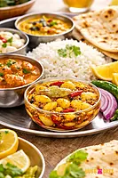 Garlic chilli pickle with North Indian thali meal