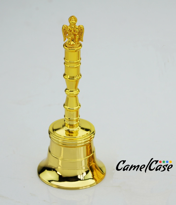 CamelCase 15 Pcs 100% Pure Brass Garud Pooja Bell - Gold Lacquer Finishes