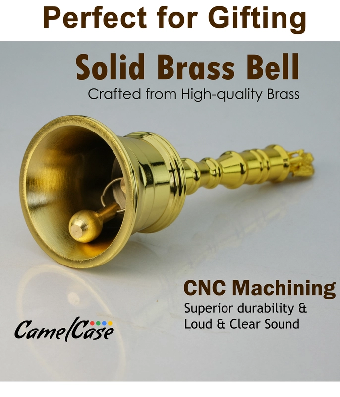 CamelCase 15 Pcs 100% Pure Brass Garud Pooja Bell - Gold Lacquer Finishes