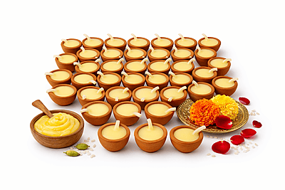 Ghee Diya – Pack of 36 Ready-to-Use Clay Lamps