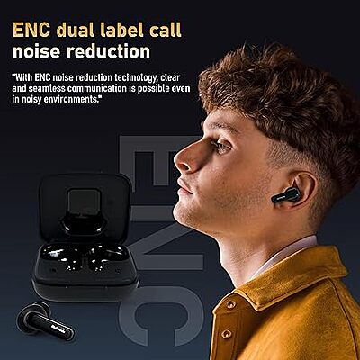 Gen Pods Digital Touch Screen Earbuds, Bluetooth 5.4, Active Noise Cancellation, Dedicated Gaming Modes, Black