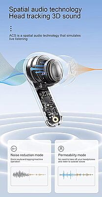 Gen Pods Digital Touch Screen Earbuds, Bluetooth 5.4, Active Noise Cancellation, Dedicated Gaming Modes, Black