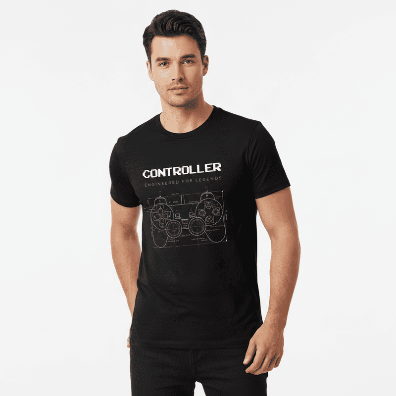 Gaming Controller Blueprint Unisex Pure Cotton T-Shirt | Half Sleeves, Round Neck, Soft & Breathable