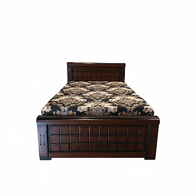 SAF-BT-02 Hard Wood with Ply Cot|78X60|Walnut||Cot/Bed Set