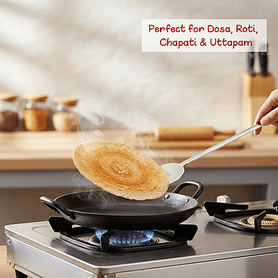 Granny Kitchen Stainless Steel Dosa Turner | Extra-Long Flat Spatula for Dosa, Roti & Chapati