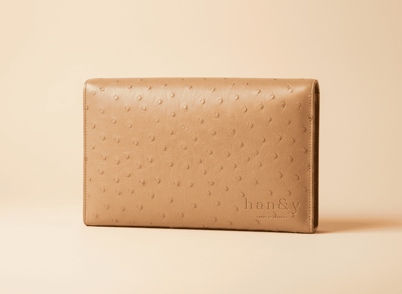 Ostrich Clutch Tan