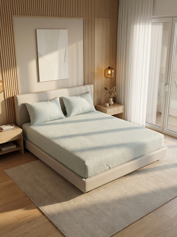 300 TC VIBRANT KING PALE BLUE GREEN BEDDING SET