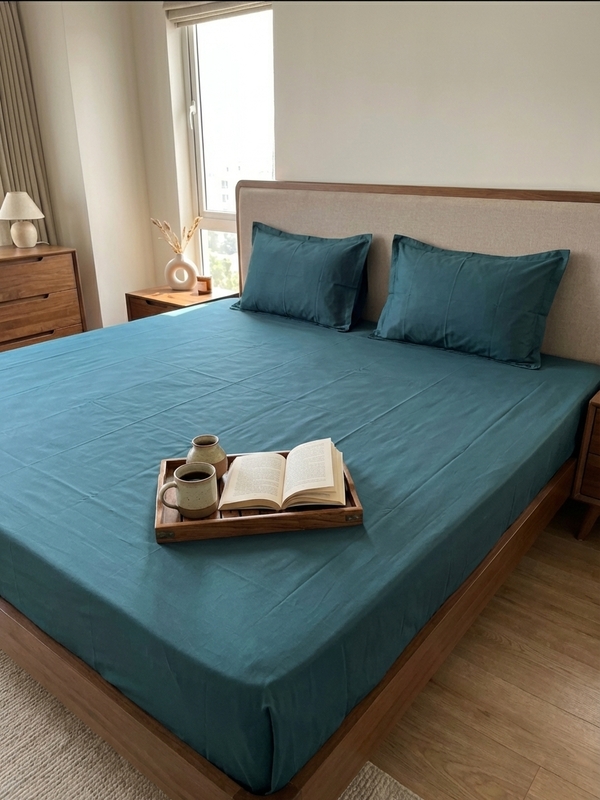 300 TC VIBRANT KING DEEP TEAL BEDDING SET