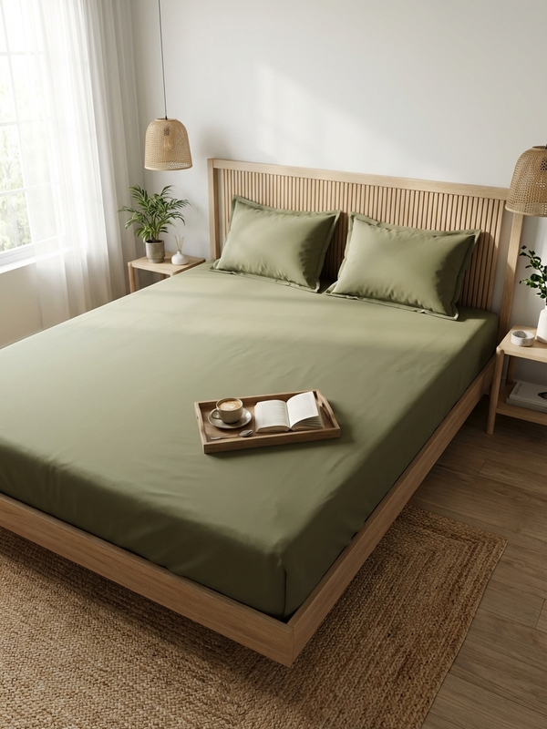 300 TC VIBRANT KING SAGE GREEN BEDDING SET