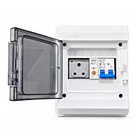 6-Way EV Charging MCB Box |3-Pin 6A Socket, Sibass 32A 2-Pole AC MCB & WiFi Smart Circuit Breaker 1P 230V 20A